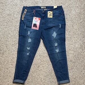 Hybrid Apparel Dark Blue Distressed Skinny Jeans